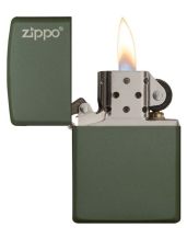 Zippo aansteker green matte met logo